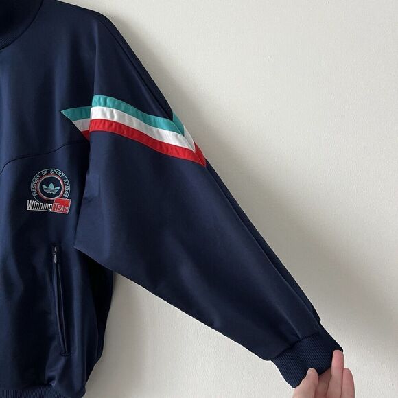 Vintage 90s Adidas Unisex Red White Blue Jacket Size M Masters of Sport Trefoil - Picture 12 of 13